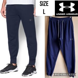 Under Armour Mens Joggers Pants Storm Baseline Fitted Navy Blue Size Large
